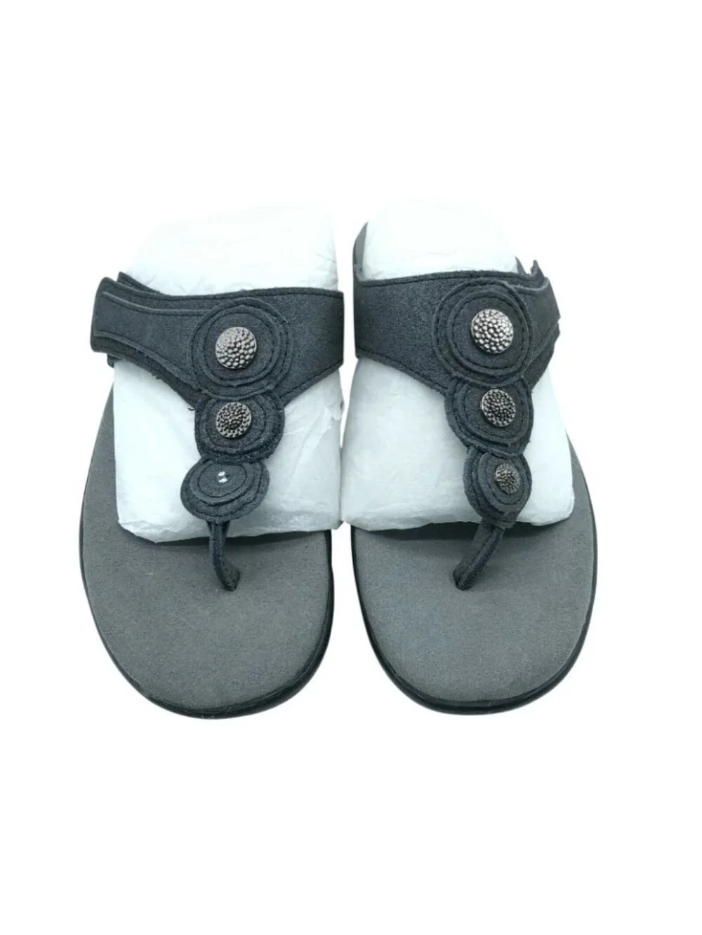 Propet Womens Sandals Slides Thong Leather Slip On Gray Size 6 - Picture 2 of 6